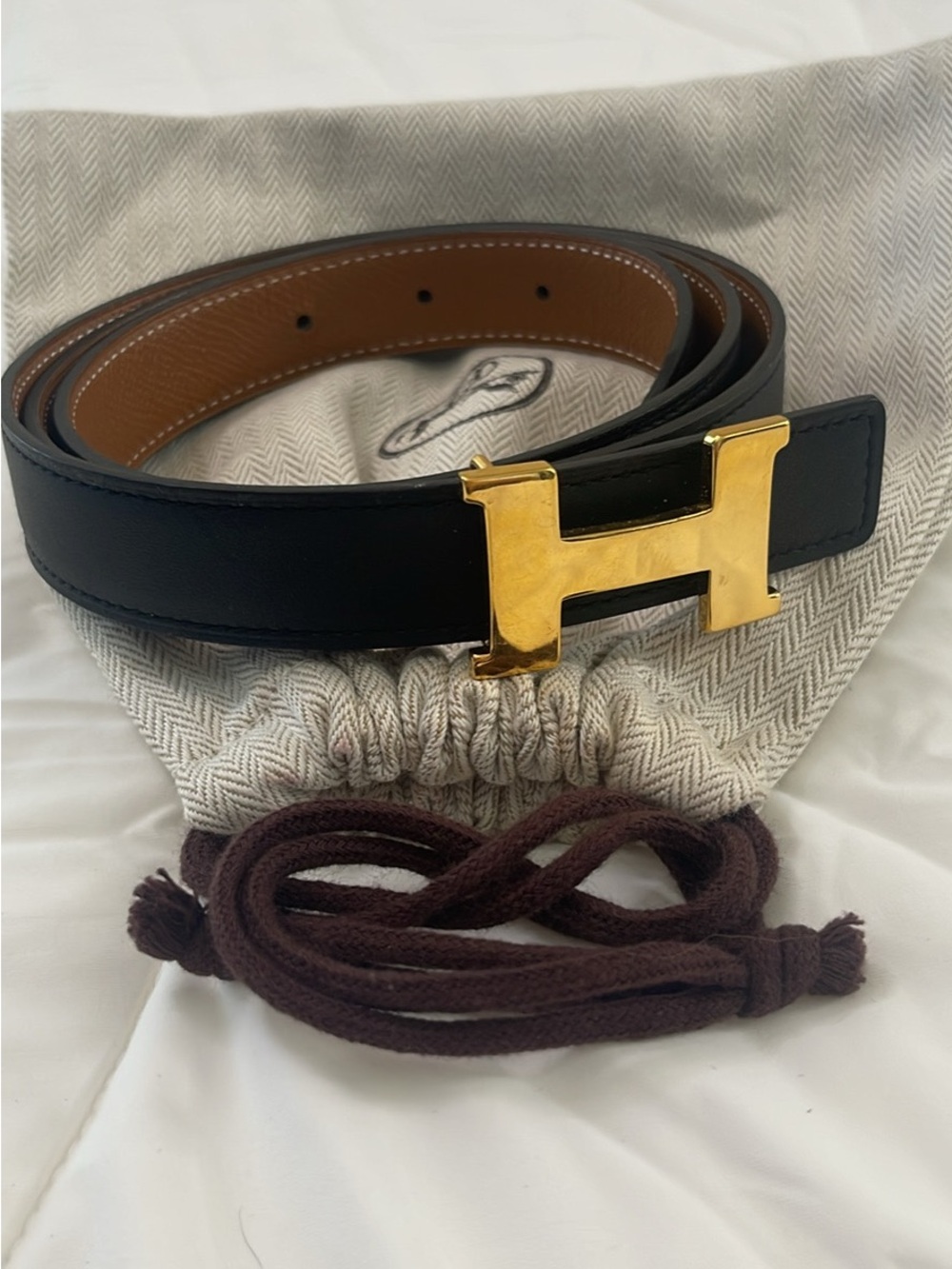 Hermes Mini H belt buckle & Reversible leather strap 24mm 42.5”L